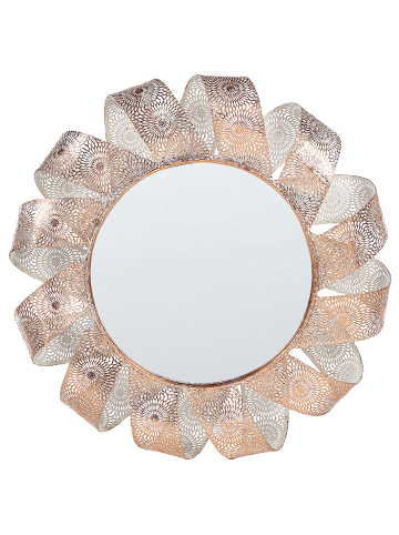 Beliani Wandspiegel MANGALORE in Weiß/Kupfer - (W) 54 x (H) 54 x (L) 4 cm