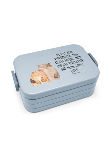 Mr. & Mrs. Panda Snack Box Bären Liebe Motiv mit Spruch in Blau Pastell