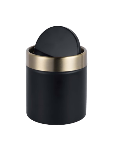relaxdays Tischmülleimer in Schwarz/ Gold - 1,5 l