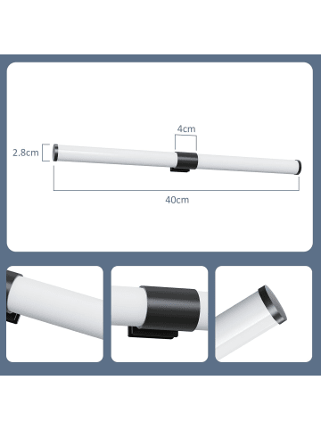 ZMH Spiegelleuchte in schwarz 6W Badezimmerlampe 4000K Neutralweiß L 40CM