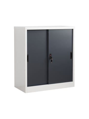 VCM  Büroschrank Stahlschrank abschließbar Malivo 2fach in Weiß / Anthrazit