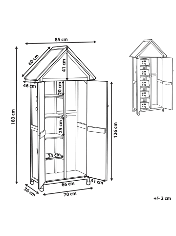 Beliani Gerätehaus mit Holzunterstand SENIGA in Grau/Schwarz