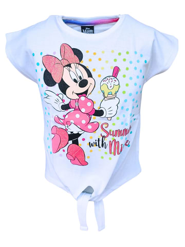 Disney Minnie Mouse T-Shirt Minnie Mouse mit Glitzer & Knoten in Weiß