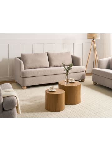 Beliani 3-Sitzer Sofa RATTVIK in Beige/Braun - (W) 198 x (H) 86 x (L) 82 cm
