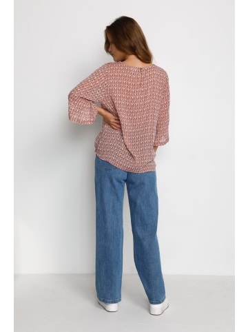 Kaffe Langarm-Bluse KAebellen Regular fit in Dusty red / chalk leaf