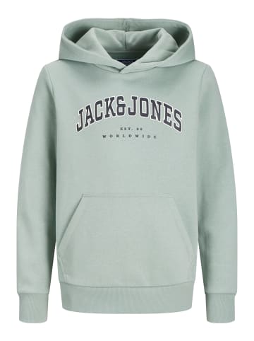 JACK & JONES Junior JJECALEB VARSITY SWEAT HOODIE JNR in iceberg green