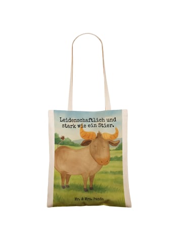 Mr. & Mrs. Panda Tasche Baumwolle Sternzeichen Stier Design mit ... in Weiß