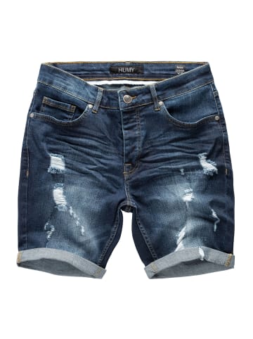 Humy Stretch Bermuda Jeans Shorts Destroyed Design A&S in Dunkelblau