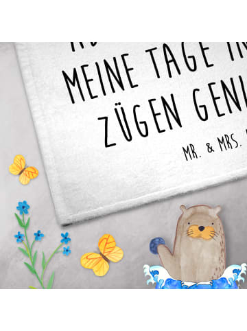 Mr. & Mrs. Panda Gästehandtuch Pinguin Angelboot mit Spruch in Weiß