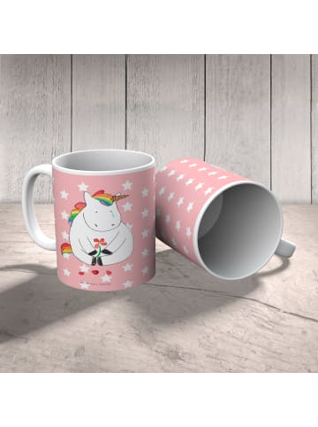 Mr. & Mrs. Panda Schulkind Tasse Einhorn Traurig ohne Spruch in Rot Pastell