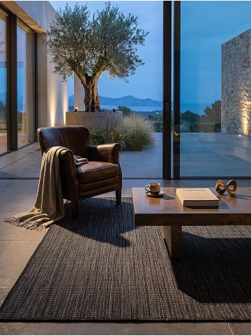 KADIMA DESIGN Outdoor-Teppich VIGOLENO Uni Flachgewebe Wohnzimmer Balkon in Anthrazit
