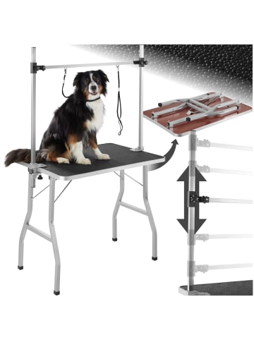 tectake Trimmtisch  Belastbarkeit 60 kg, schwarz/silber