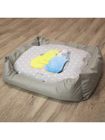 Mr. & Mrs. Panda Katzenkissen Wellensittich Liebe ohne Spruch in Grau Pastell