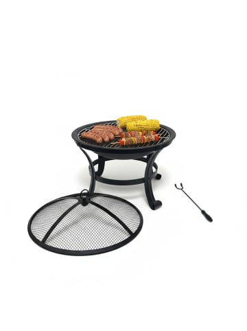 relaxdays Feuerschale in Schwarz - (H)50 x Ø 55 cm