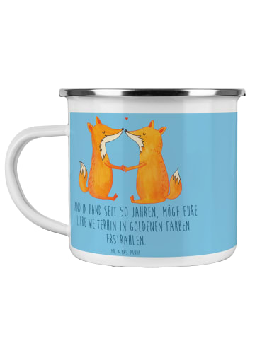 Mr. & Mrs. Panda Camping Emaille Tasse 50. Hochzeitstag Goldene ... in Sky Blue