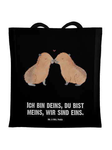 Mr. & Mrs. Panda Schultertasche Capybara Liebe mit Spruch in Schwarz