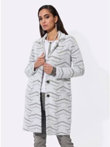 creation L Strickmantel in ecru-grau-gemustert