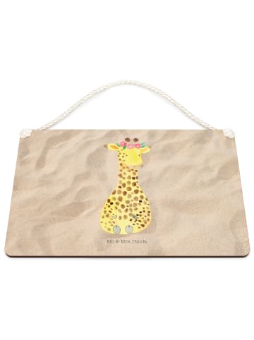 Mr. & Mrs. Panda Deko Schild Giraffe Blumenkranz ohne Spruch in Sandig