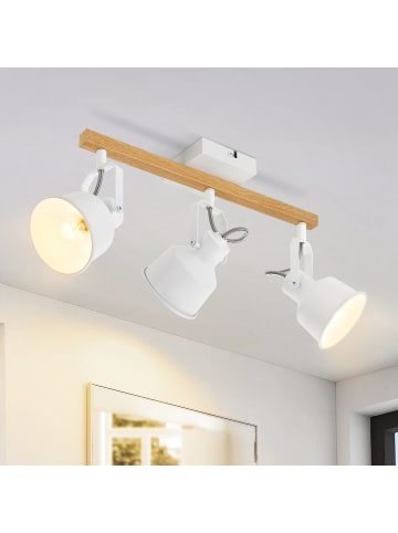 ZMH Deckenleuchte in Weiß 3-flammige E14 Vintage Holzmaserung MAX.25W