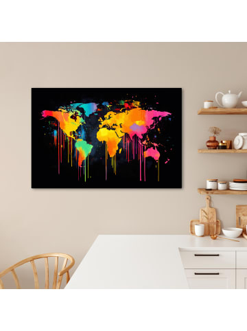 MuchoWow Leinwand Bilder Graffiti-Weltkarte