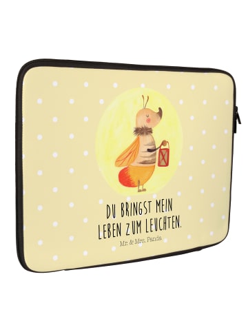 Mr. & Mrs. Panda Laptop Tasche Glühwürmchen mit Spruch in Gelb Pastell