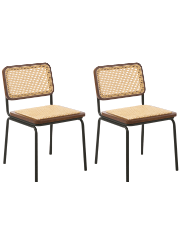 Beliani 2er-Set Esszimmerstuhl CORVALLIS in Braun/Beige
