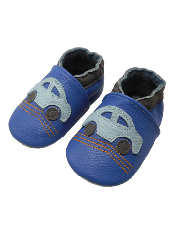 Yalion Leder-Krabbelschuhe "Auto" in Blau