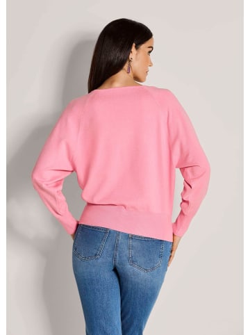 MADELEINE Basic Strickpullover mit Fledermausärmeln in himbeersorbet / melange