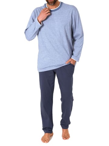 NORMANN langarm Schlafanzug Loungewear - 71804 in blau-melange