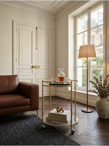 KADIMA DESIGN Servierwagen | Gold, ø57cm, Glas, Rollen