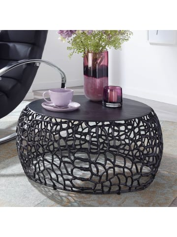 KADIMA DESIGN Couchtisch Metall 66x66x30 cm Sofatisch Aluminium Rund, in Schwarz