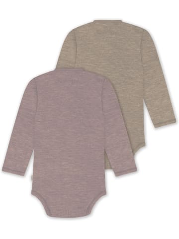Normani Outdoor Sports 2er Pack Bio Baby-Body Langarm Wickelbody in Rosa/Beige