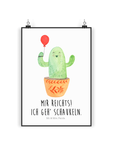 Mr. & Mrs. Panda Poster Kaktus Luftballon mit Spruch in Weiß