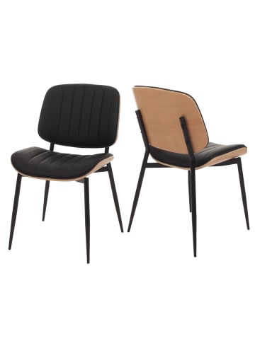 MCW 2er-Set Esszimmerstuhl O44, Natur, schwarz