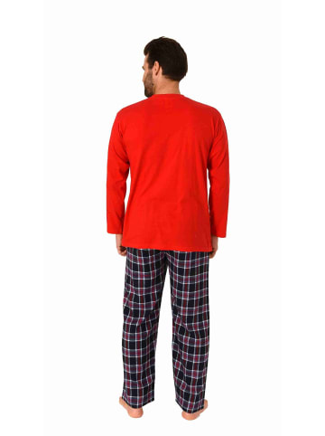 NORMANN langarm Schlafanzug Pyjama karierte Flanell Hose in rot