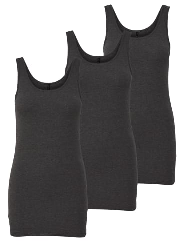 ONLY 3er-Set New Long Tank Top in Grau (Dark Grey)