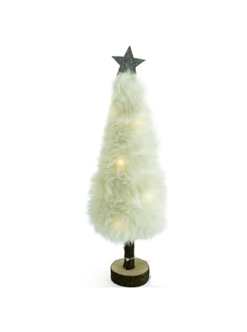 MARELIDA LED Baum Plüsch mit Sternspitze Dekobaum H: 36,5cm in weiß