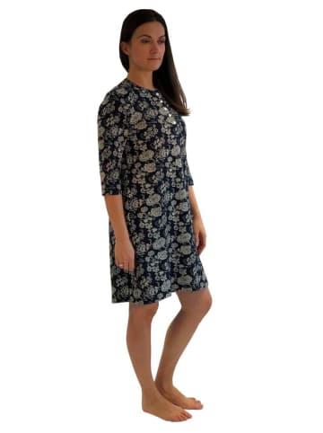 NORMANN Nachthemd halbarm Streifen und Knopfleiste am Hals - 47140 in Marine