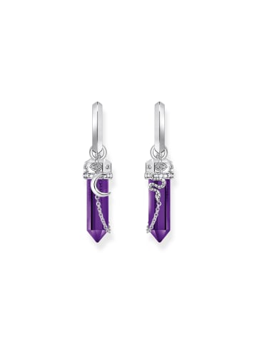 Thomas Sabo Creolen Mit Anhänger Mit Imitiertem Amethyst in silberfarben, violett, weiß
