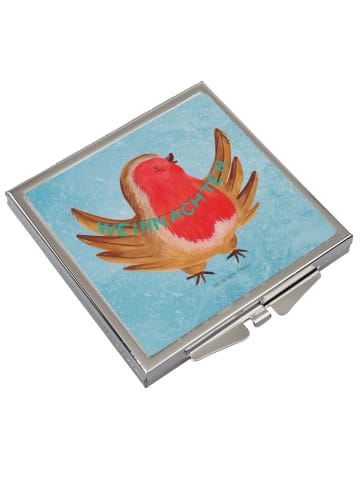 Mr. & Mrs. Panda Taschenspiegel Rotkehlchen Weihnachten ohne Spruch in Eisblau