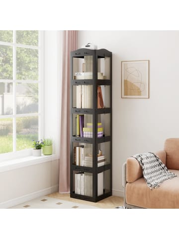 COSTWAY 360° drehbares Bücherregal in Schwarz