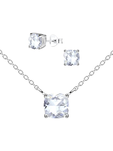 Alexander York Schmuckset 6 mm CUSHION ZIRKONIA in 925 Sterling Silber, 4-tlg.