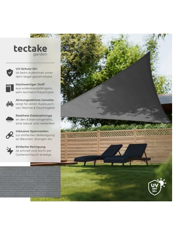 tectake Dreieck-Beschattungstuch, UV 50+, Spannseile, Edelstahlringe