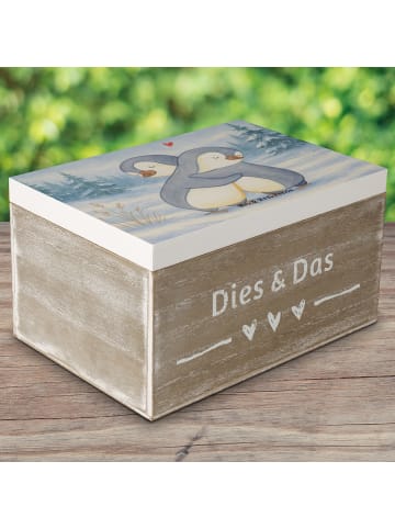 Mr. & Mrs. Panda Box aus Holz Pinguine Kuscheln Design ohne Spruch in Weiß