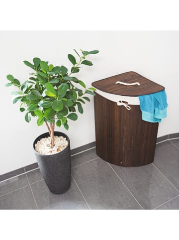 relaxdays 2 x Eckwäschekorb in Braun - (B)49,5 x (H)65 x (T)37 cm