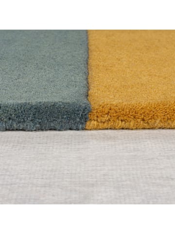 KADIMA DESIGN Wollteppich modern, abstrakt, rutschfest, Teppich 100% Wolle in Türkis