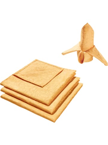 Erwin Müller Jacquard, Baumwollmischung, Gewebt Serviette 4er-Pack Hamm in mango