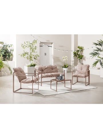 home24 Gartensitzgruppe Savva 4-teilig in Beige