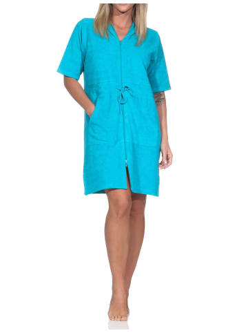 NORMANN Kurzarm Frottee Strandkleid Beachwear in hellblau