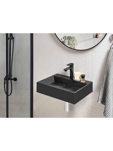 Beliani Waschbecken QUENKO in Schwarz - (W) 50 x (H) 12 x (L) 38 cm